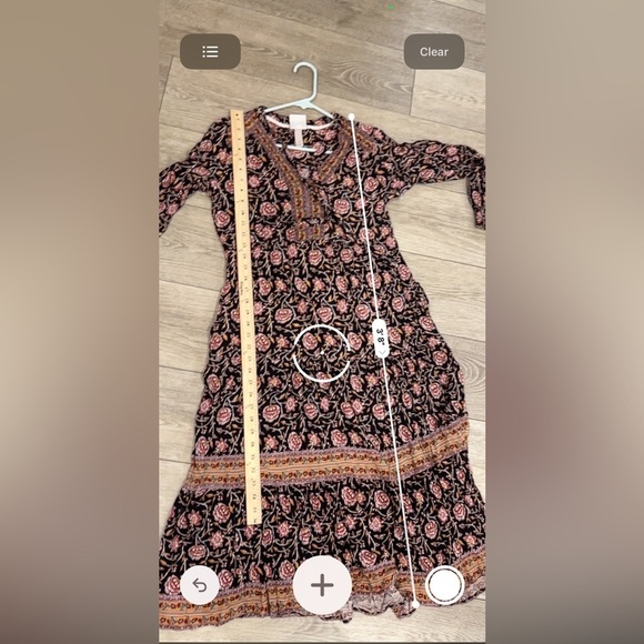 Knox Rose Medium Brown and Orange Tiered Sundress with Bishop Sleeves - Picture 11 of 11